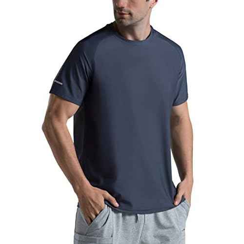 Men's Cooling Ice Silk Running Shirts Quick Dry Short Sleeve Athletic Gym T-Shirts UPF 50+ Outdoor Workout Tshirts