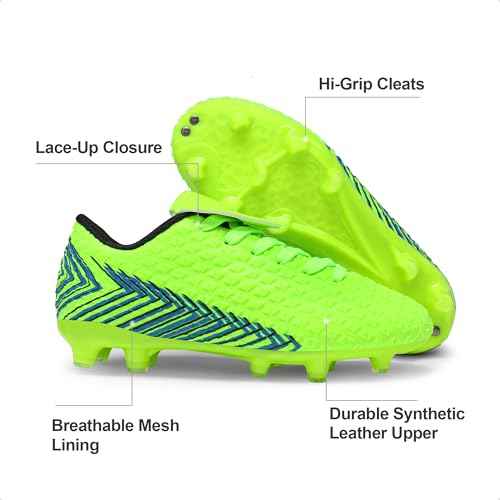 DREAM PAIRS Boys Girls Outdoor Soccer Cleats Football Shoes for Little/Big Kid