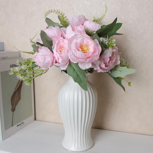 Nagobi Pink Peonies Artificial Flowers, 12 Bundles Fake Peonies Silk Flowers Faux Peonies Flowers Realistic Bouquet for We...