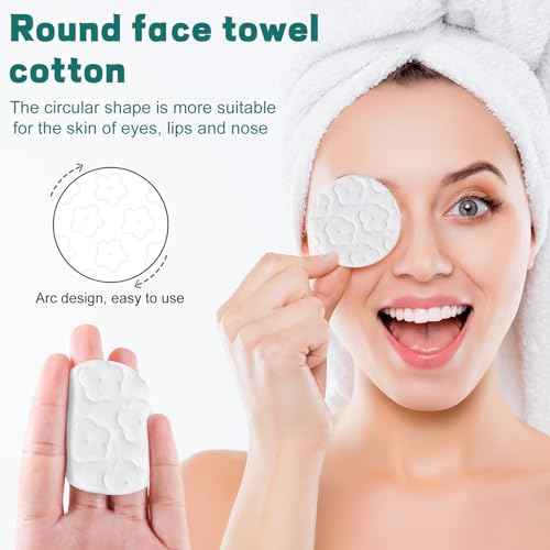 Premium Cotton Rounds for Face, 300 Count Makeup Remover Pads, 100% Pure & Natural Facial Cleansing Round Pads, Hypoallergenic, Lint-Free