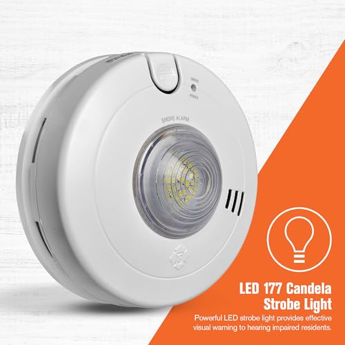 First Alert SM110LED-AC, Hardwire Smoke Alarm with LED Strobe & 10-Year Battery Backup, 1-Pack