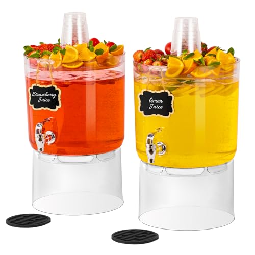 2 Gallon Beverage Dispenser for Parties 2 PACK, BPA-Free Drink Dispenser with No Drip Spigot, Juice Dispensers with Stand,...