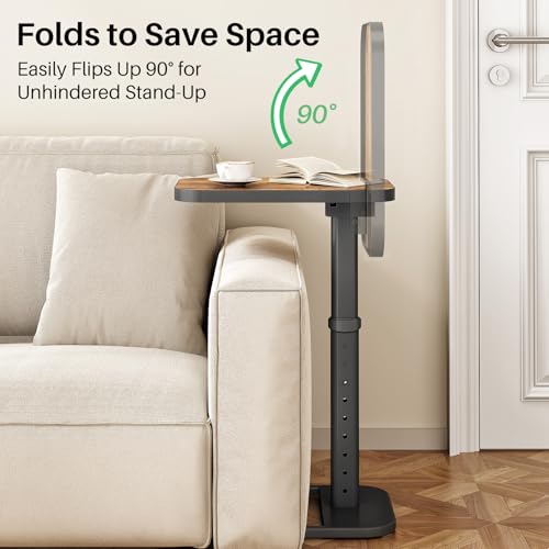 Kitstorack TV Tray Table, Adjustable Height & Flip-Top & Rounded Metal Corners, Snack Table for Couch, Sofa, Bed, Chair, L...