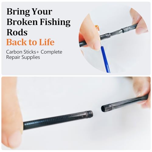 Aventik Fishing Rod Repair Kit Complete with Accesssories, Carbon Fiber Stick Fishing Pole Repair Kit for Broken Fishing P...