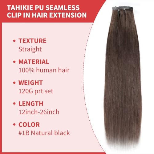 Seamless Clip in Hair Extensions Human Hair 120g 8pcs Straight Dark Brown Clip in Hair Extensions for Women 100% Remy Human Hair Extensions(20inch,#2 Dark Brown)