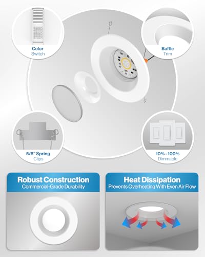Sunco 12 Pack 6 Inch LED Recessed Light Retrofit Can Lights, 965LM, 13W (75W Equivalent), Selectable CCT 2700K/3000K/3500...