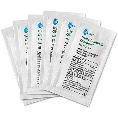 Globe (144 Pack) Triple Antibiotic Ointment 0.9g Single Packet, First Aid Kit for Minor Scratches, Wounds, Cuts and Burns,...