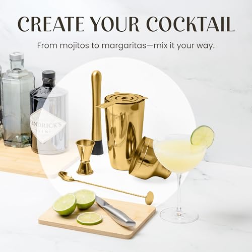 Mixology & Craft Cocktail Shaker Set with Dark Bamboo Stand - Professional 10-Piece Bartender Kit - Complete Bar Set & Coc...