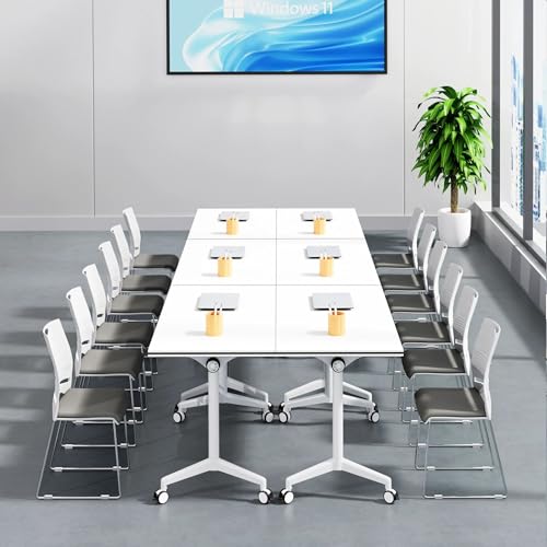 Conference Table 10.5FT Folding Office Computer Desk for Meeting Room, Conference Room Table for 8 People, Study Writing P...