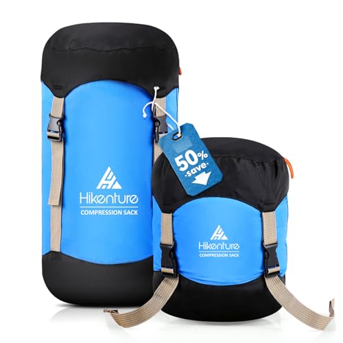Hikenture Compression Sack for Sleeping Bag, Upgrade Anti-Tear Nylon Sleeping Bag Stuff Sack, 10L/14L/20L/30L Water-Resist...