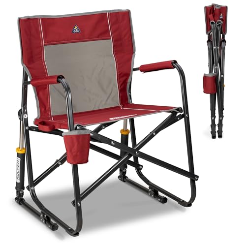 GCI Outdoor Freestyle Rocker Camping Chair | Portable Folding Rocking Chair with Solid, Durable Armrests, Drink Holder & C...