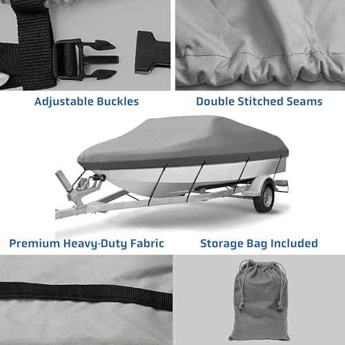 PYLE Boat Cover, Boat, Boat Covers - Universal Fit 10.5¡¯ to 11.5¡¯ ft, Waterproof 600 Denier Canvas, Quick Release Buckle, Double Stitched Seams, Includes Travel Bag for Easy Storage