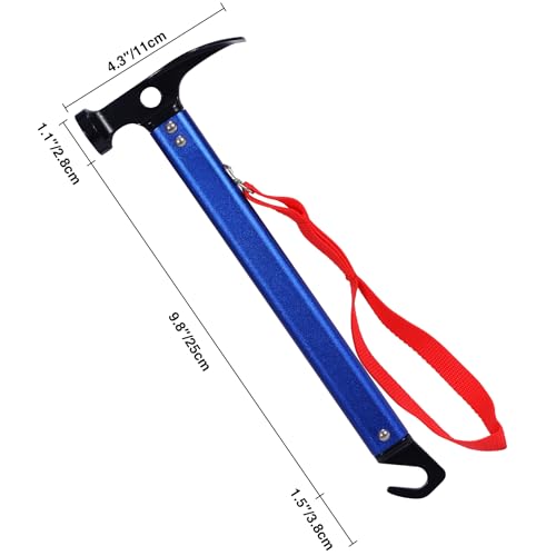 REDCAMP 3-in-1 Aluminum Tent Stake Hammer and Puller Tool, Multi-Functional Heavy Duty Metal Camping Hammer Mallet Ultrali...