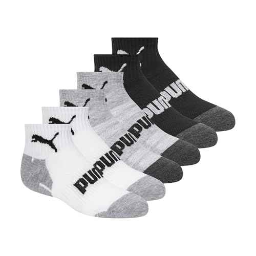 PUMA Boys' 6 Pack Quarter Crew Socks