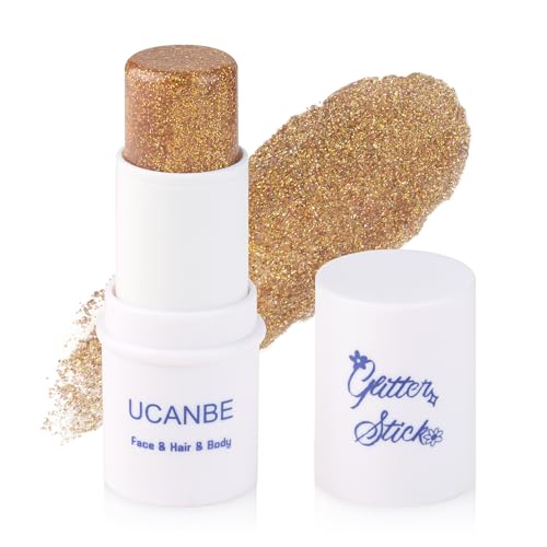 UCANBE Yellow Body Glitter Stick, Face Glitter for Singer Concerts Music Festival, Chunky Glitter Makeup Rave Accessories ...