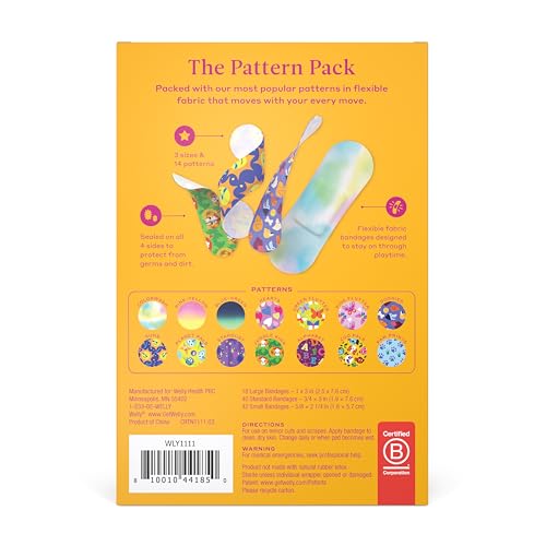Welly Bravery Badge Value Pack | Adhesive Flexible Fabric Bandages | Assorted Shapes and Patterns for Minor Cuts, Scrapes,...