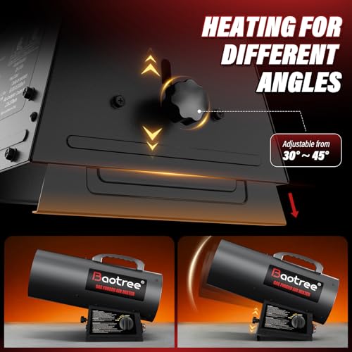 Baotree 60,000 BTU Forced Air Propane Heater, 10 ft Hose with Regulator Included,Portable Space Heater for Garage, Adjusta...