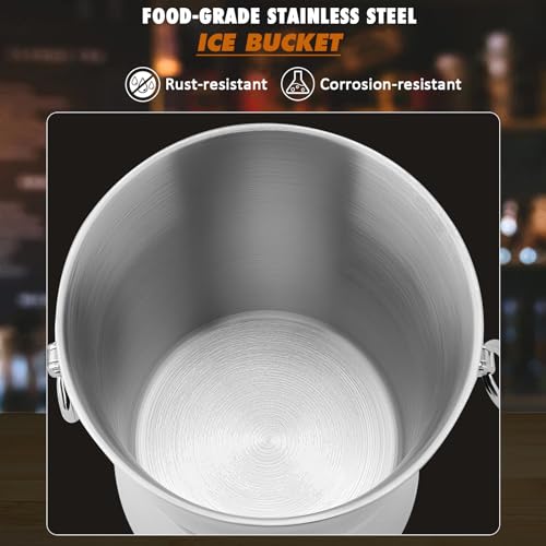 Wine Chiller Bucket, Stainless Steel Double Wall Wine Chillers for Bottles, Champagne Chiller, Ice Bucket Fits Most Standa...