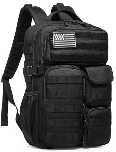Wotony Tactical Backpack - Military waterproof backpack with multiple pockets and tactical gear for the outdoors (Black, 30L)