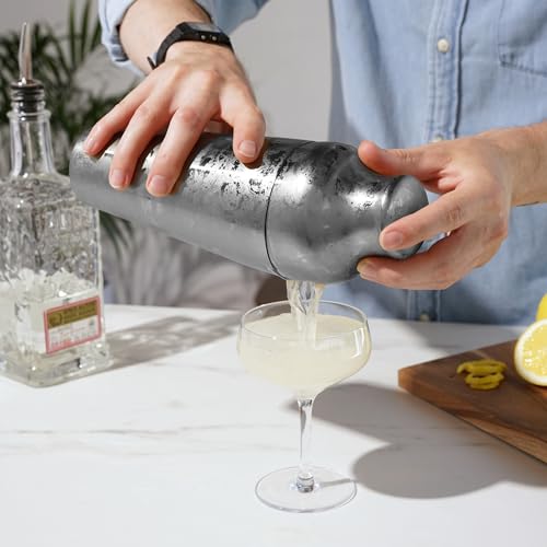Viski Parisian Cocktail Shaker for Cold Brew Cocktails, Margarita, Espresso Martini, Contoured High Shine Polished Stainle...