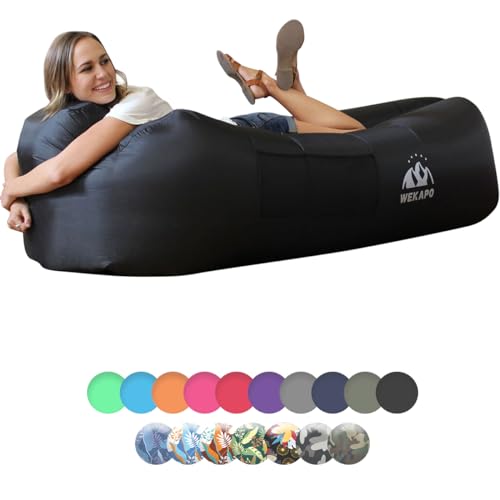 WEKAPO Inflatable Couch Air Lounger Chair - Camping & Beach Accessories, Portable Blow up Sofa for Hiking, Lawn, Indoor/Ou...