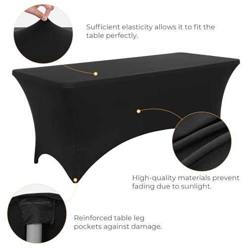 Dovov 6ft Folding Table with Black Table Cloth Indoor, Foldable Desk with HDPE Tabletop, Safety Locks, Easy to Carry and S...