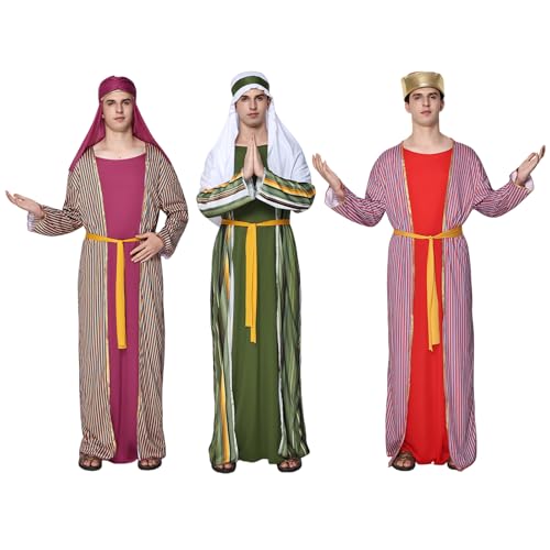 EraSpooky Adult 3 Wise Men Costume Mens Three Kings Outfits Biblical Nativity Costumes