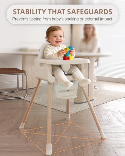EverKiddo Baby High Chair for 6 Months+, Foldable High Chairs for Babies and Toddlers, Convertible Toddler Chair, Adjustab...