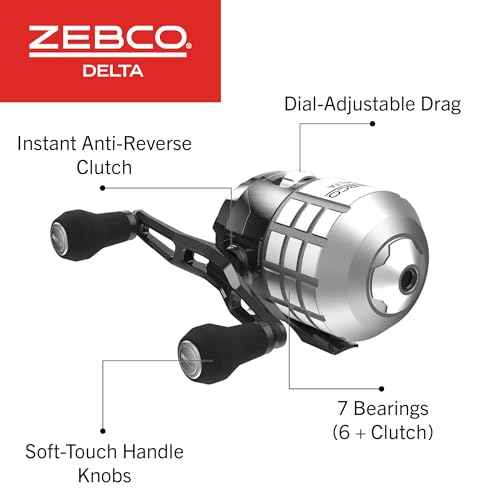 Zebco Delta Spincast Fishing Reel, Right or Left-Hand Retrieve, Dual Ceramic Pick-Up Pins, Pre-Spooled with Zebco Fishing Line, Braid Ready, Cool Gray