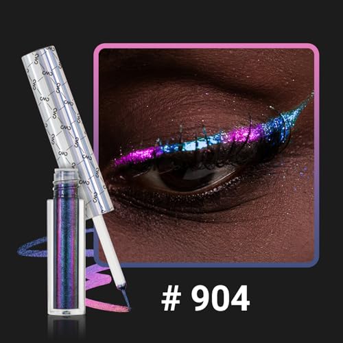 CHARMACY Chameleon Glitter Liquid Eyeliner, Metallic Shade Color Shift Eye Liner, Highly Pigmented, 24H Long-Lasting, Wate...