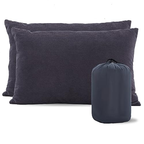MOON LENCE Camping Pillows 2 Pack, Compressible Camp Pillow with Washable Cover & Carry Bag, Plush Filled Backpacking Pill...