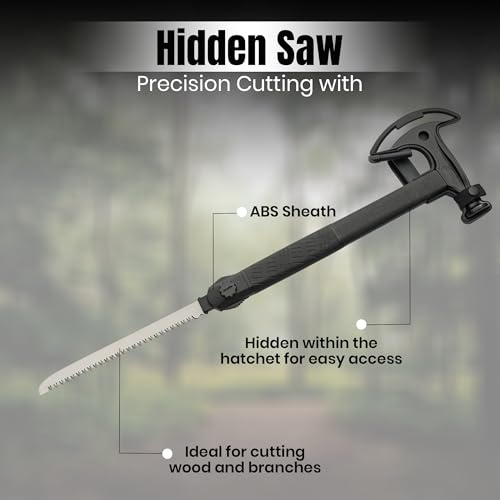 Rite Edge 17.5-Inch Hiker's Hatchet – Multi-Tool Axe with Hidden Saw, Fire Starter, Hammer, and Nylon Fiber Handle – Inclu...