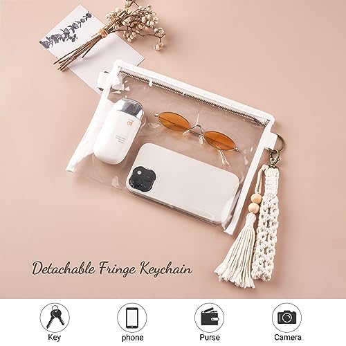 Mkono Clear Bag Stadium Approved, Small Purse for Women with Macrame Wristlet Transparent Concert Crossbody Bag for Sport ...