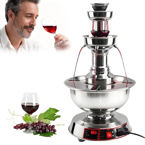 BANGBANGJI 3-Tier Wine Fountain Machine, Electric Stainless Steel Beverage Dispenser, Stainless Steel Beverage Fountain, C...