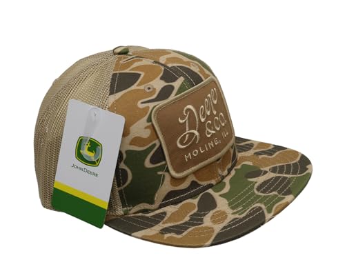 John Deere Men's Camo Deere Script Patch Hat/Cap