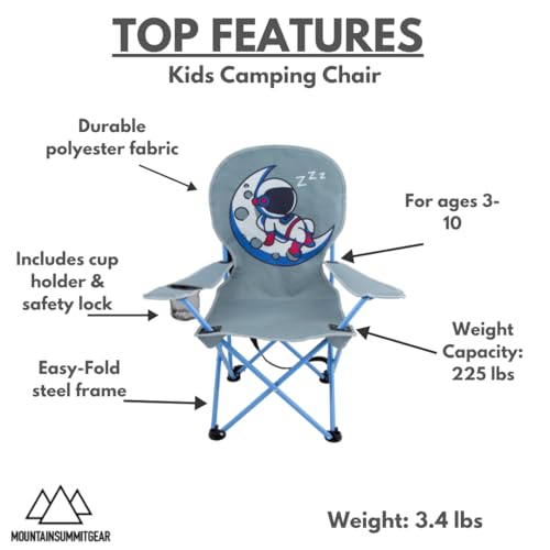 MOUNTAIN SUMMIT GEAR Kids Camping Chair - Foldable Camp Chair with Carrying Case for Outdoor Recreation, Sports, Camping a...