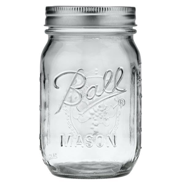 Ball Regular Mouth Pint (16 oz.) Mason Jars with Lids and Bands, for Canning or Drinkware, 8 Count