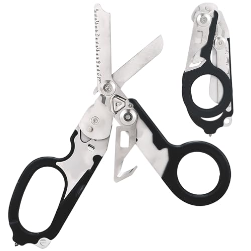 6 in 1 trauma shears, Folding Retractable Emergency Shears, Outdoor Camping Tools, Seat Belt Cutter, Oxygen Cylinder Wrenc...