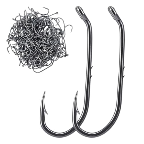 FREEBLOSS 200Pcs Live Shrimp Hook Bait Holder Double Barbed Fishing Hooks Saltwater Freshwater Inline Fish Hooks Replaceme...