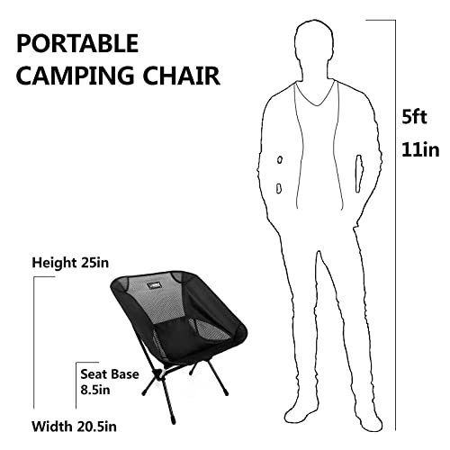 HIBLE Carbon Fiber Folding Camping Chair, Ultra-Light Portable Camp Chair for Hiking, Beach, Fishing, Stable Backpacking C...