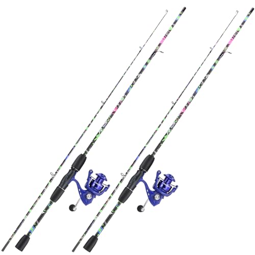 Sougayilang Fishing Rod Combo, 2-Piece 6-Foot Graphite & Fiberglass Rod with Anti-Reverse Spinning Fishing Reel (1Pack/2Pack)