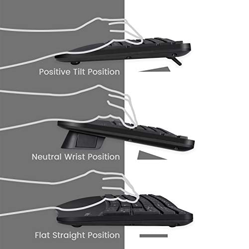 Perixx Periduo-605, Wireless Ergonomic Split Keyboard and Vertical Mouse Combo, Adjustable Palm Rest and Membrane Low Prof...