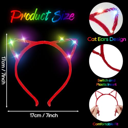 88 Pieces Light Up Party Favors Including 48 Glow Glasses LED Flashing Shutter Shades Glasses with 40 LED Cat Ear Headband...