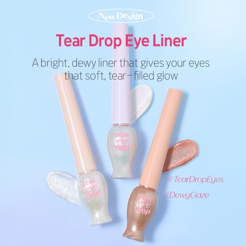 ETUDE Tear Drop Eyeliner, Crystal & Opal Glitter, Smudge-Proof Sparkle, Long-Lasting Formula, All Skin Tone Friendly, Kore...