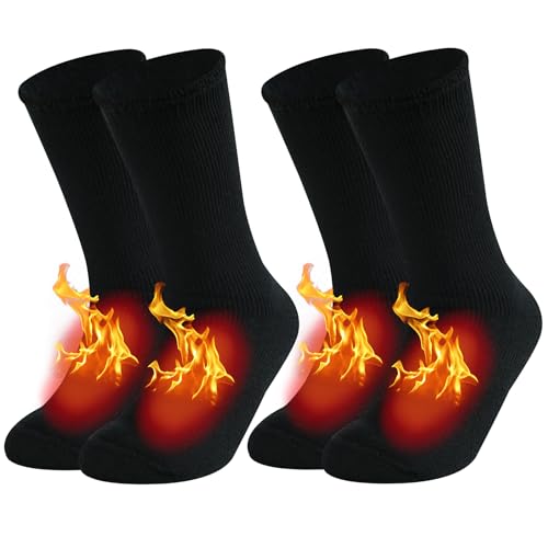 2 Pack Mens Winter Warm Thick Thermal Socks for Women Full Cushioned Insulated Heated Crew Boot Socks for Hiking Skiing