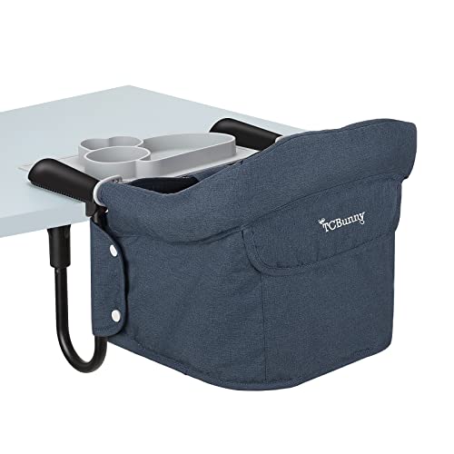 Hook-On Chair with Tray, Fold-Flat Storage and Tight Fixing Clip on High Chair for Babies and Toddlers, Portable Booster S...
