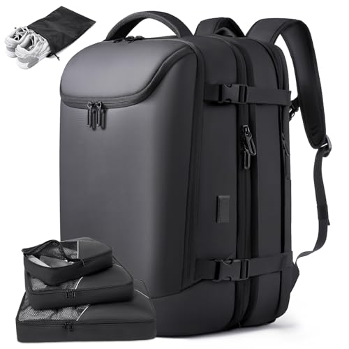 TANGCORLE 50L Carry on Travel Backpack, Expandable Airline Approved Backpacks with 3 Packing Cubes Fit 17.3 inch Laptop Su...