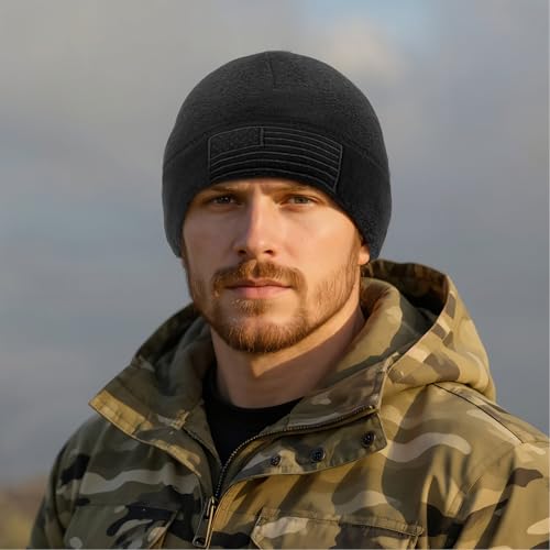 Asikkon American Fleece Watch Cap, American Flag Tactical Beanie for Boys Men's Warm Winter Hat Beanie