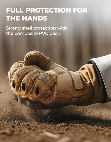 KEMIMOTO Tactical Gloves for Men, Winter Warm Motorcycle Gloves with Touchscreen Hard Shell & Palm Padding for Motorcycle ...