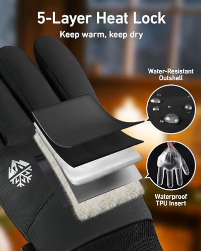 RIGWARL Winter Gloves Waterproof for Cold Weather, Warm Snow Gloves Men Women, Skiing Glove with Touchscreen Fingers for H...